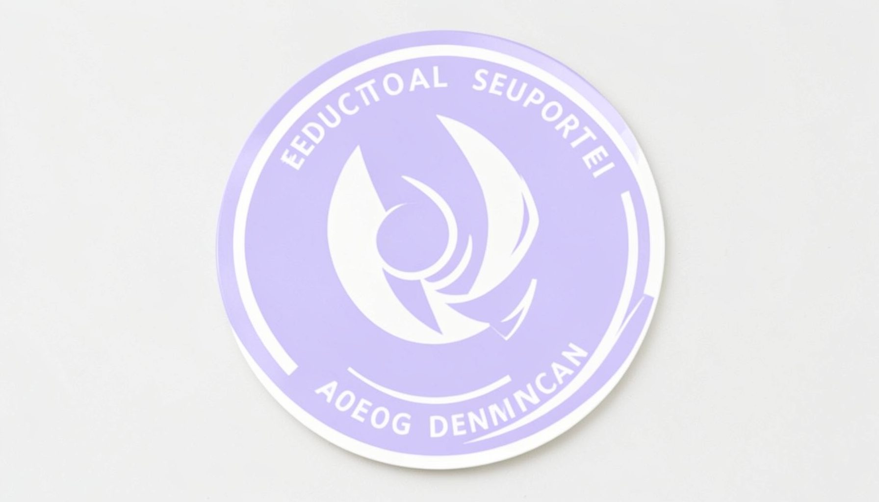 A badge-style mark in pale violet and white evoking an educational support organisation.