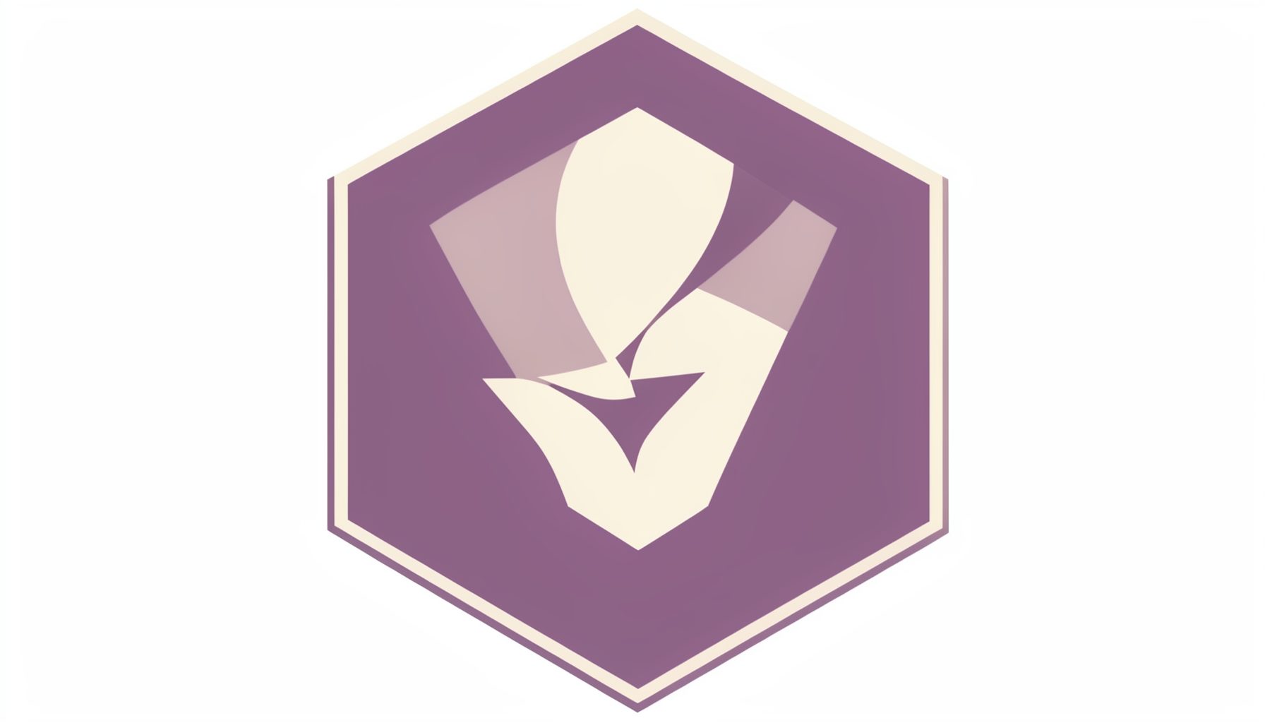A hexagonal logo in dusty violet and cream evoking a community outreach organisation.